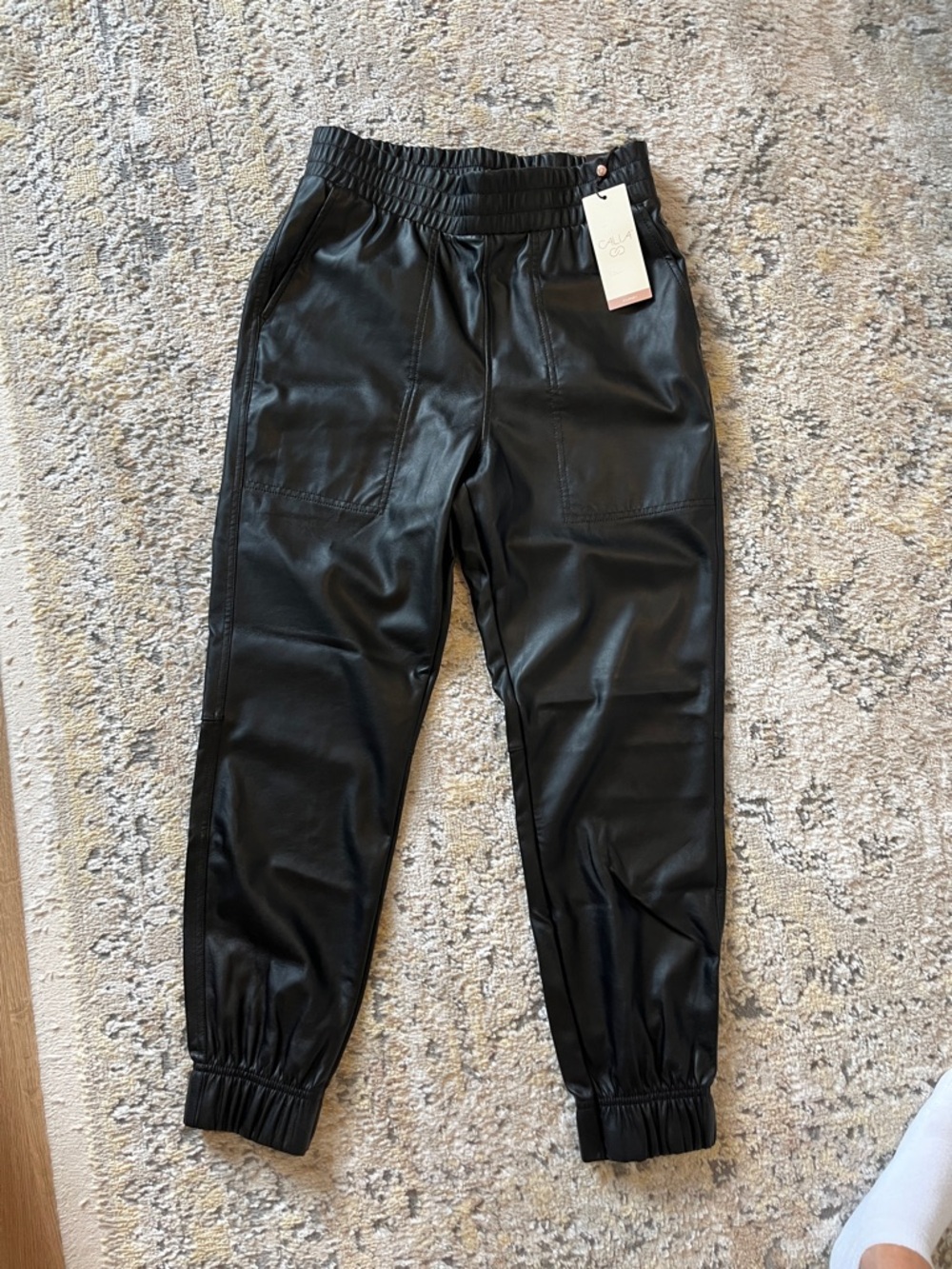 Calia High Rise Faux Leather Jogger-XS